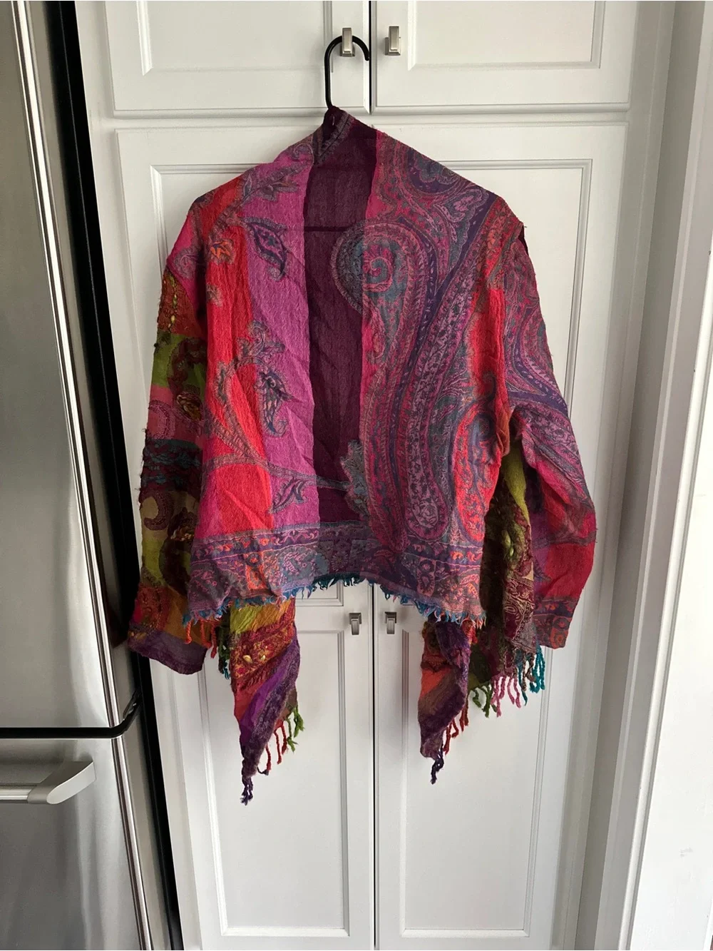 Anu Multicolor Wool Jacket Art to Wear Boho size XL